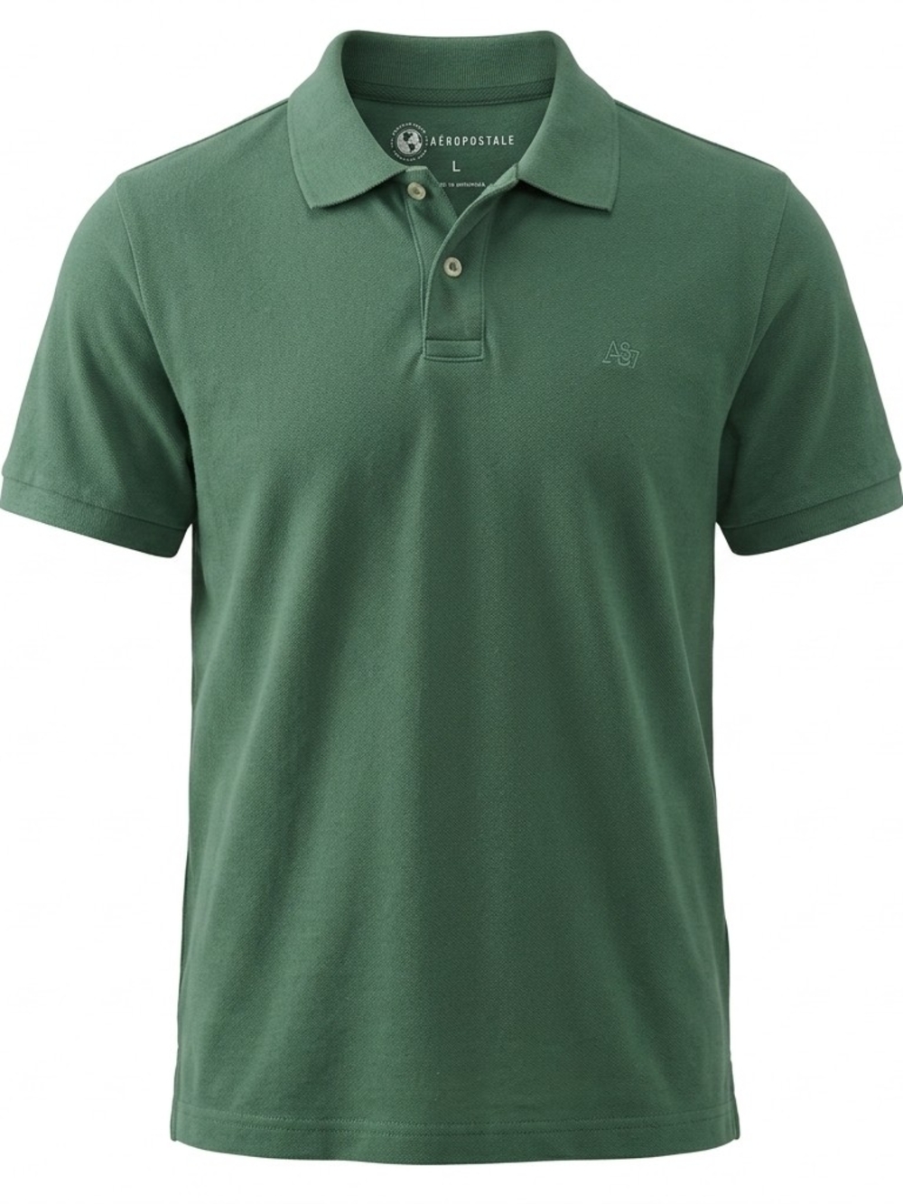 Aéropostale Men's Classic Solid Polo Shirt - Green - Size Large